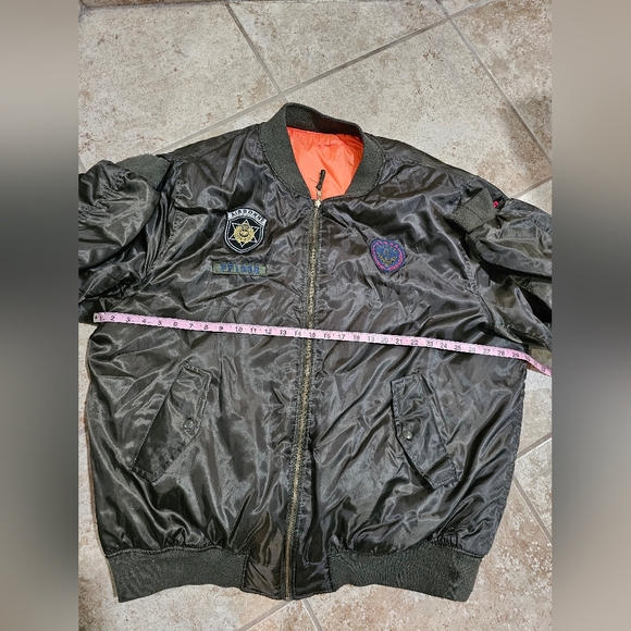 Phat Farm Men’s 5XL Military Bomber Jacket Green Nylon Orange Liner Streetwear - Picture 5 of 7